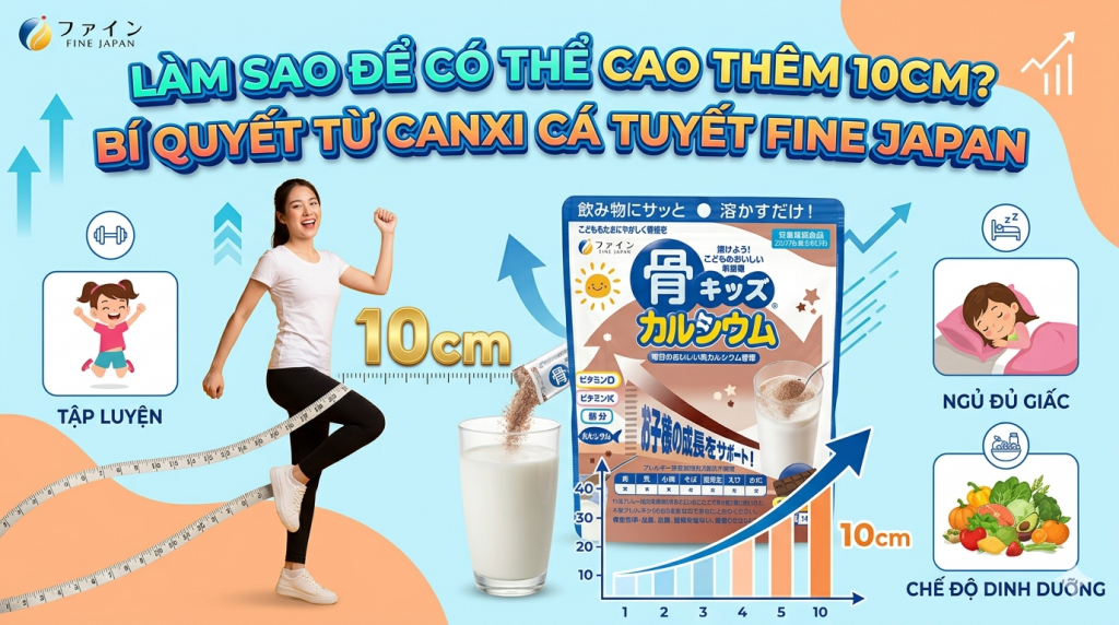 Làm sao để có thể cao thêm 10cm? Bí quyết từ canxi cá tuyết Fine Japan